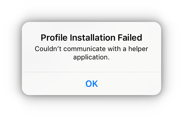 profile installation failed